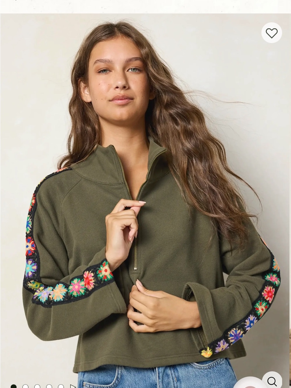 Natural Life Lyvie Trim Sweatshirt in Olive